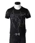 chaude t shirt philipp plein homme pas cher col rond de coton lightning black